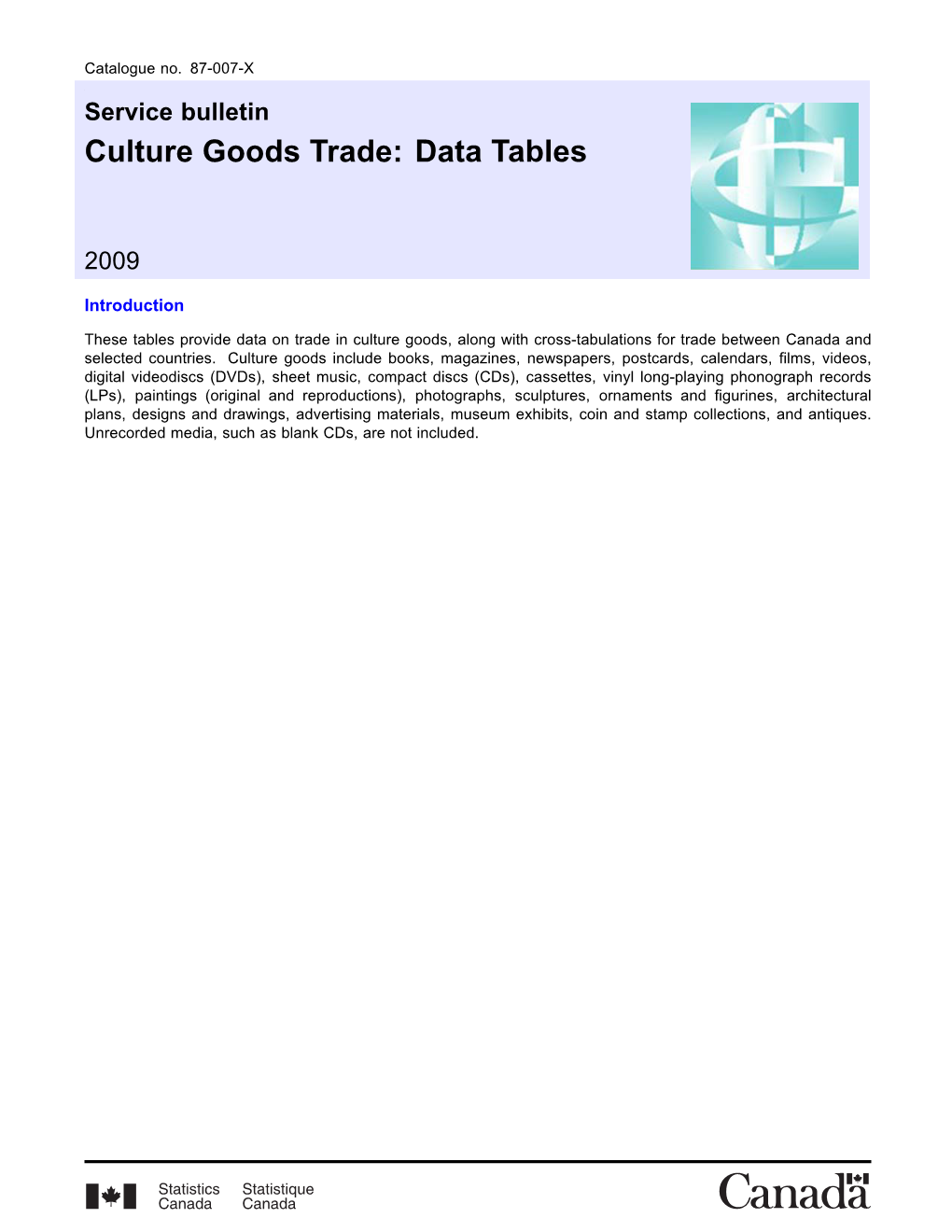 Culture Goods Trade: Data Tables