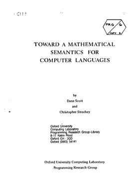 Toward a Mathematical Semantics for Computer Languages