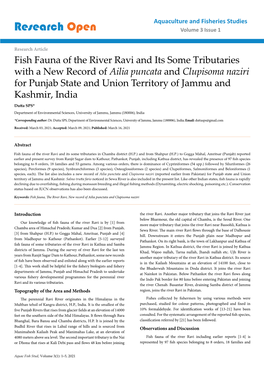 Fish Fauna of the River Ravi and Its Some Tributaries with a New