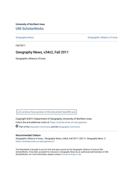 Geography News, V34n2, Fall 2011