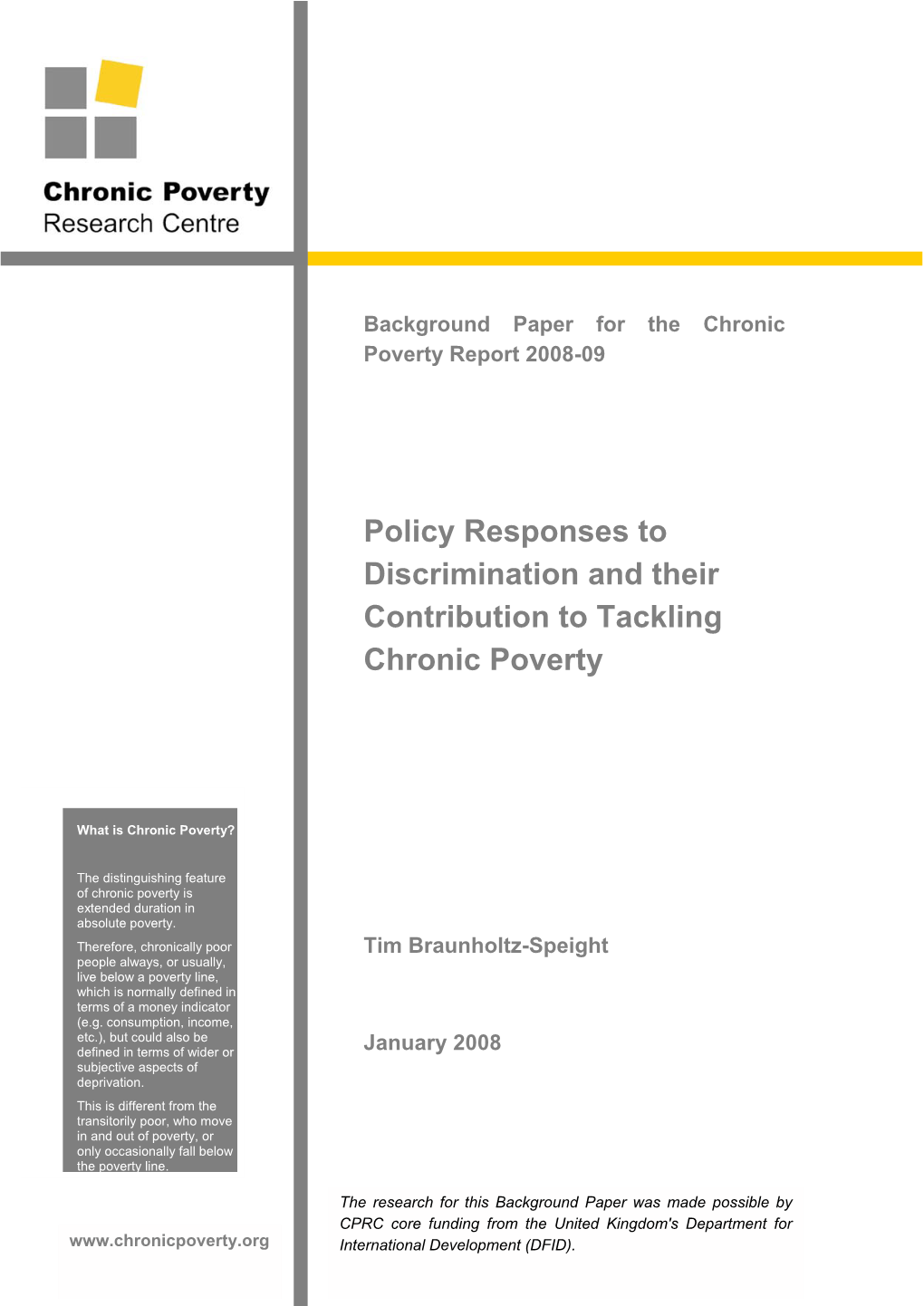 Policy Responses to Discrimination and Their Contribution to Tackling Chronic Poverty