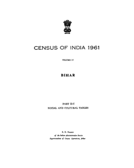 Social and Cultural Tables, Part II-C, Volume-IV, Bihar