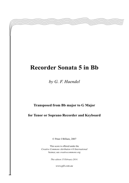 Recorder Sonata 5 in Bb