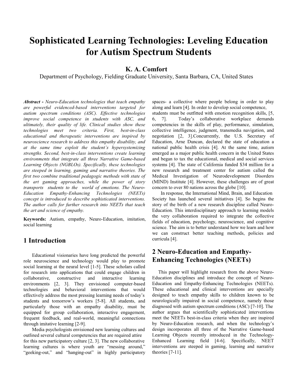 Leveling Education for Autism Spectrum Students