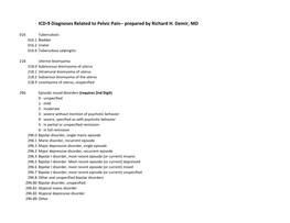 ICD-9 Diagnoses Related to Pelvic Pain-- Prepared by Richard H