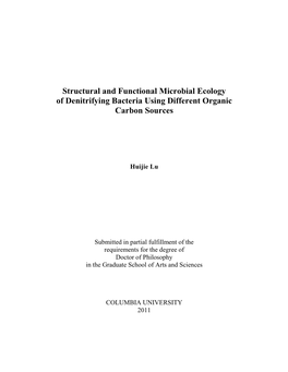 Structural and Functional Microbial Ecology of Denitrifying Bacteria Using Different Organic Carbon Sources