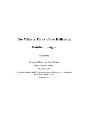 The Military Policy of the Hellenistic Boiotian League
