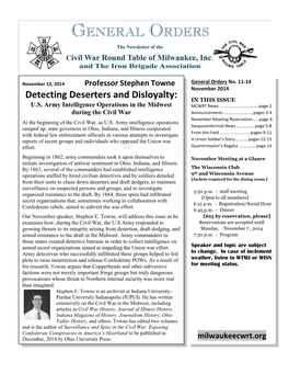 Detecting Deserters and Disloyalty: in THIS ISSUE U.S
