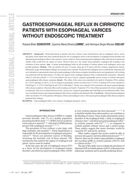 Gastroesophageal Reflux in Cirrhotic Patients with Esophageal Varices Without Endoscopic Treatment