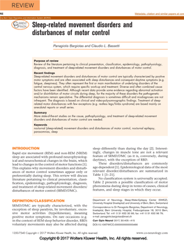 Sleep-Related Movement Disorders and Disturbances of Motor Control