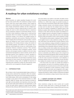 A Roadmap for Urban Evolutionary Ecology