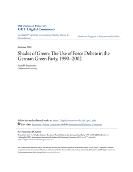 The Use of Force Debate in the German Green Party, 1990-2002