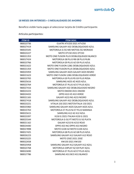 1 18 MESES SIN INTERESES + 3 MESUALIDADES DE AHORRO Beneficio Visible Hasta Pagos Al Seleccionar Tarjeta De Crédito Participan