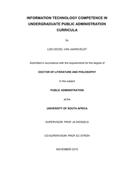 Information Technology Competence in Undergraduate Public Administration Curricula