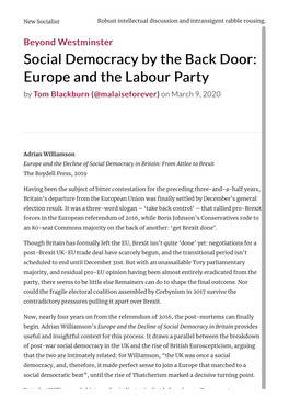 Social Democracy by the Back Door: Europe and the Labour Party // New