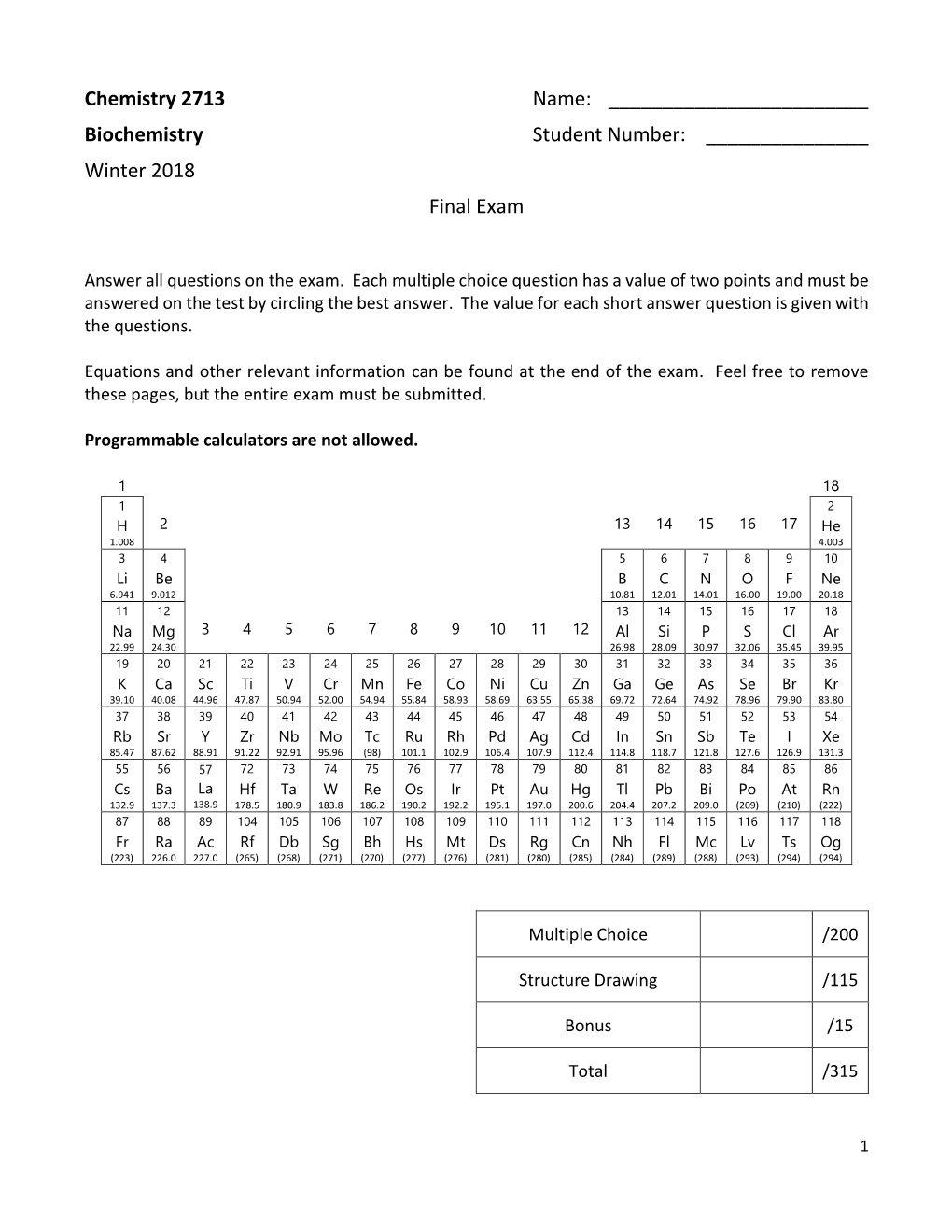 Winter 2018 Final Exam