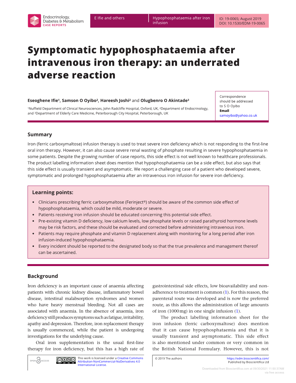 Symptomatic Hypophosphataemia After Intravenous Iron Therapy: an Underrated Adverse Reaction