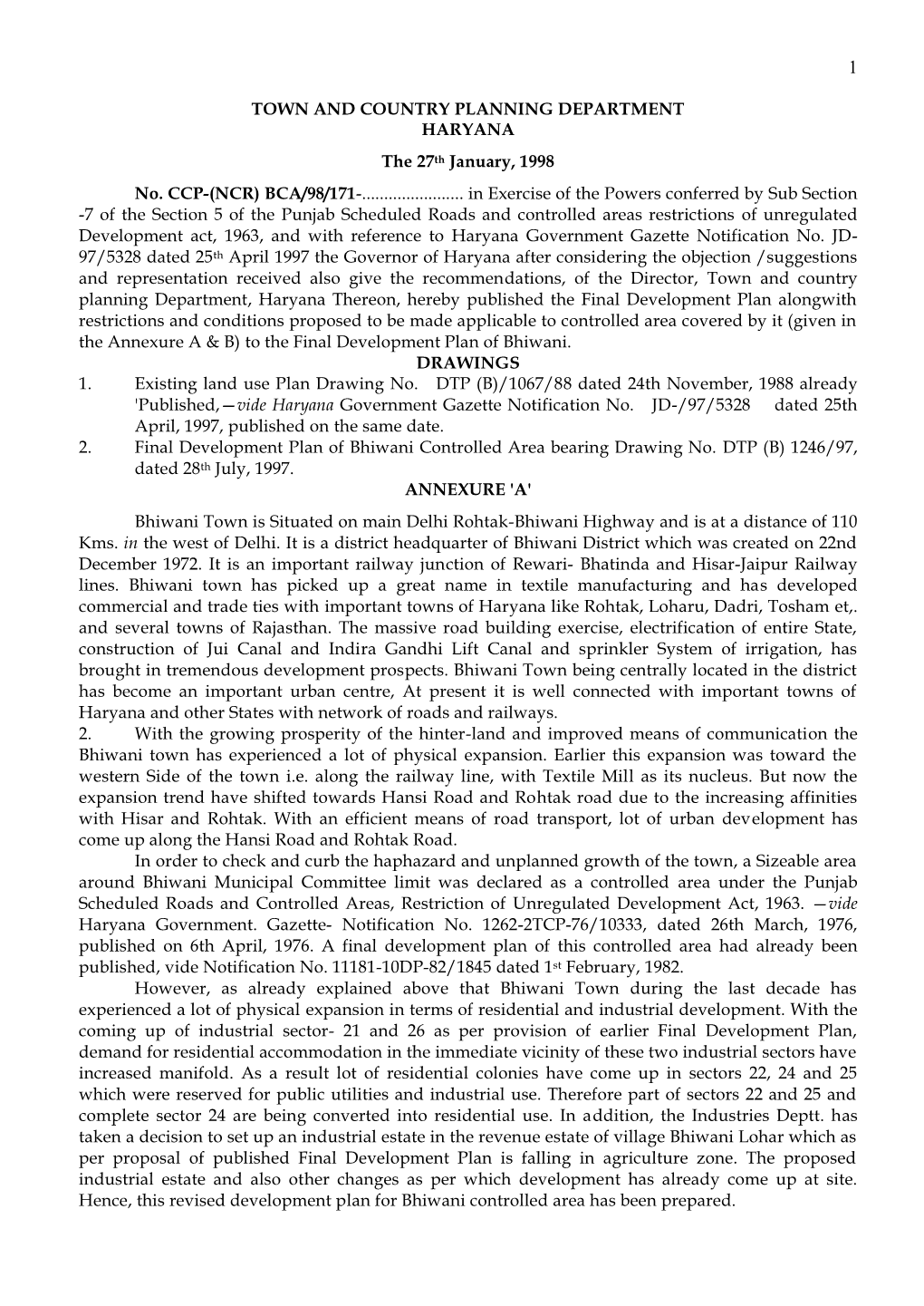 Haryana Government Gazette Notification No