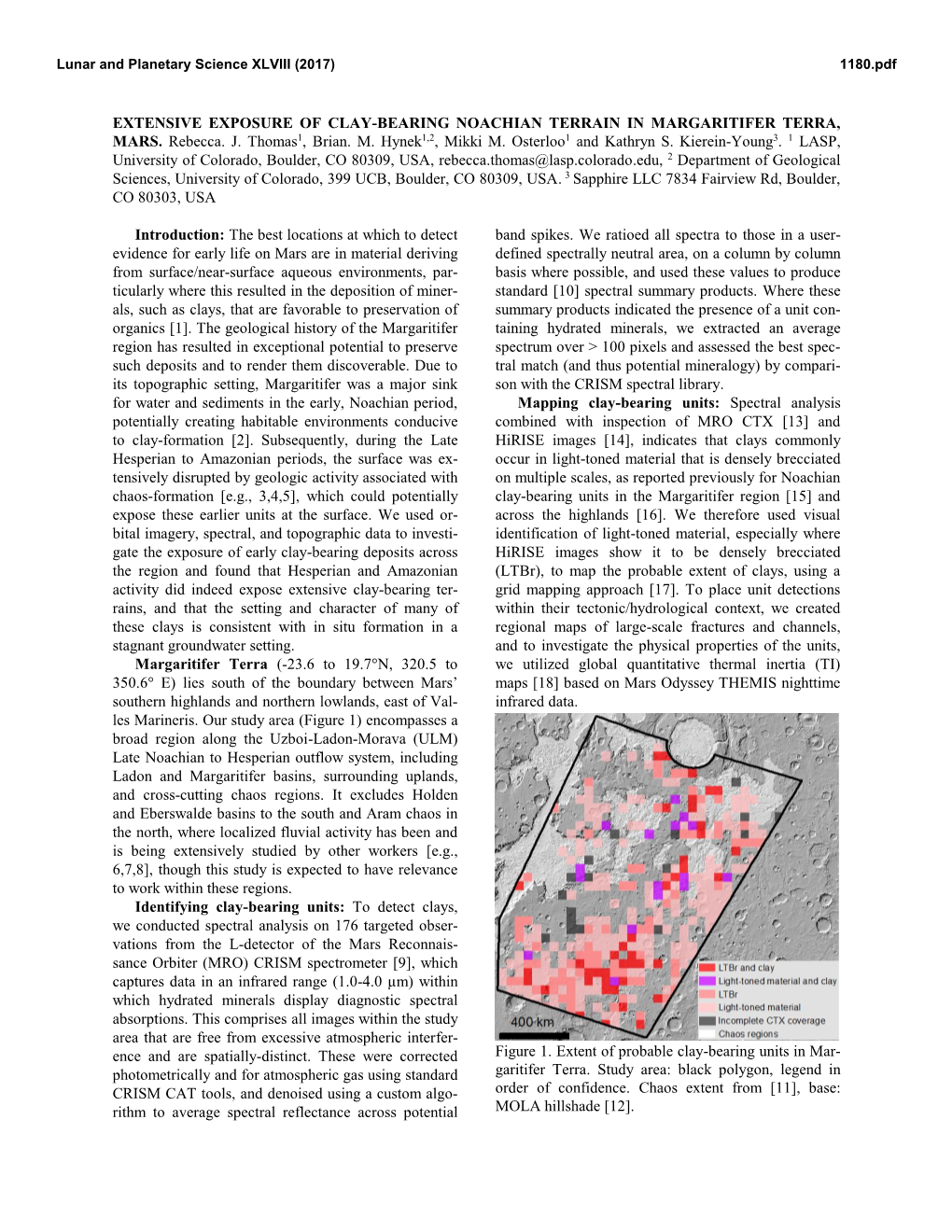 Extensive Exposure of Clay-Bearing Noachian Terrain in Margaritifer Terra, Mars