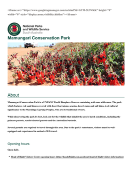 Mamungari Conservation Park About