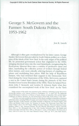 George S. Mcgovern and the Farmer: South Dakota Politics, 1953-1962