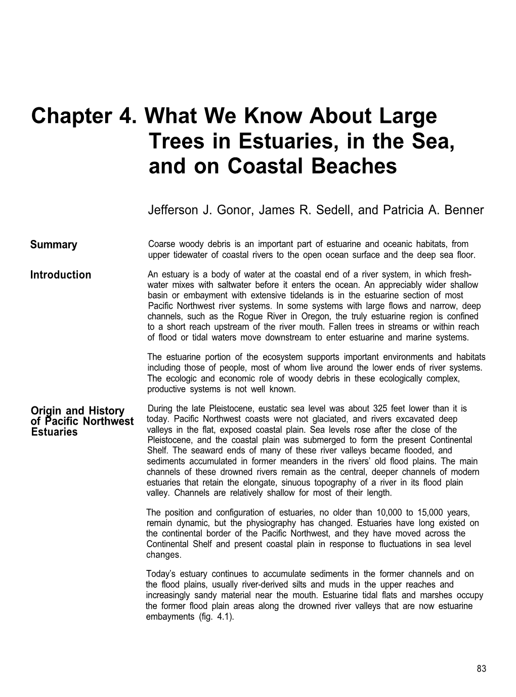 Chapter 4. What We Know About Large Trees in Estuaries, in the Sea, and on Coastal Beaches