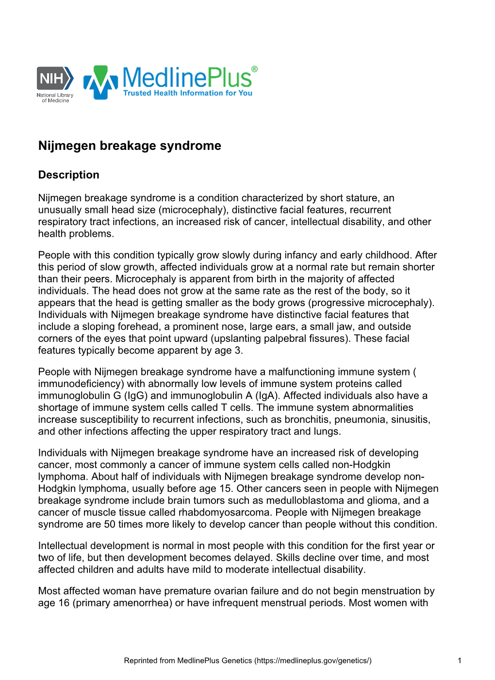 Nijmegen Breakage Syndrome