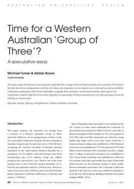 Time for a Western Australian ‘Group of Three’? a Speculative Essay