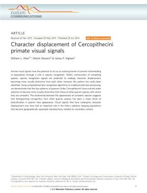 Character Displacement of Cercopithecini Primate Visual Signals