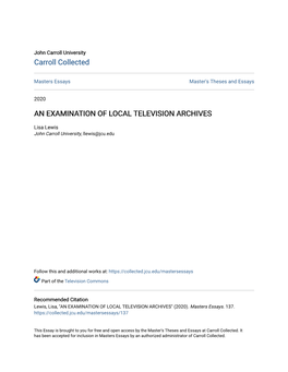 An Examination of Local Television Archives