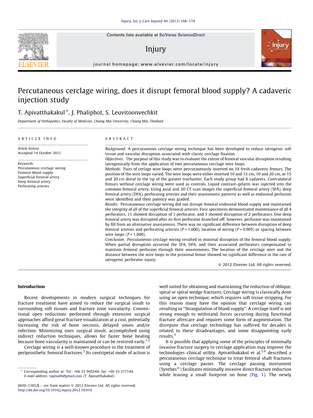 Percutaneous Cerclage Wiring, Does It Disrupt Femoral Blood Supply? a Cadaveric