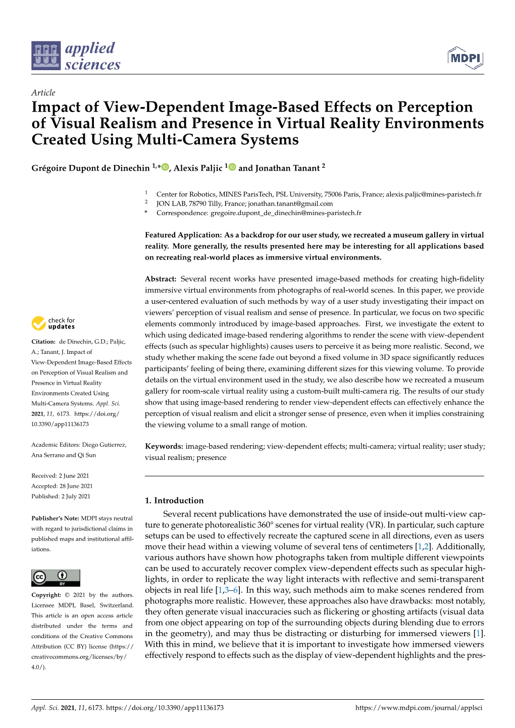 Impact of View-Dependent Image-Based Effects on Perception of Visual Realism and Presence in Virtual Reality Environments Created Using Multi-Camera Systems