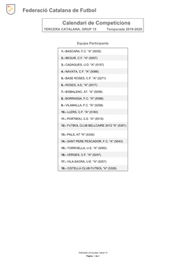 Calendari De Competició