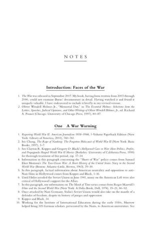 Introduction: Faces of the War One a War Warning
