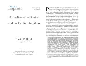 Normative Perfectionism and the Kantian Tradition