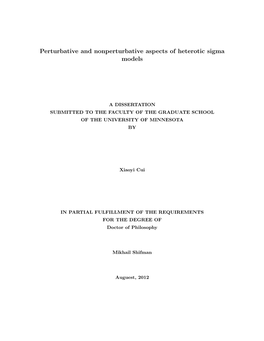 Perturbative and Nonperturbative Aspects of Heterotic Sigma Models