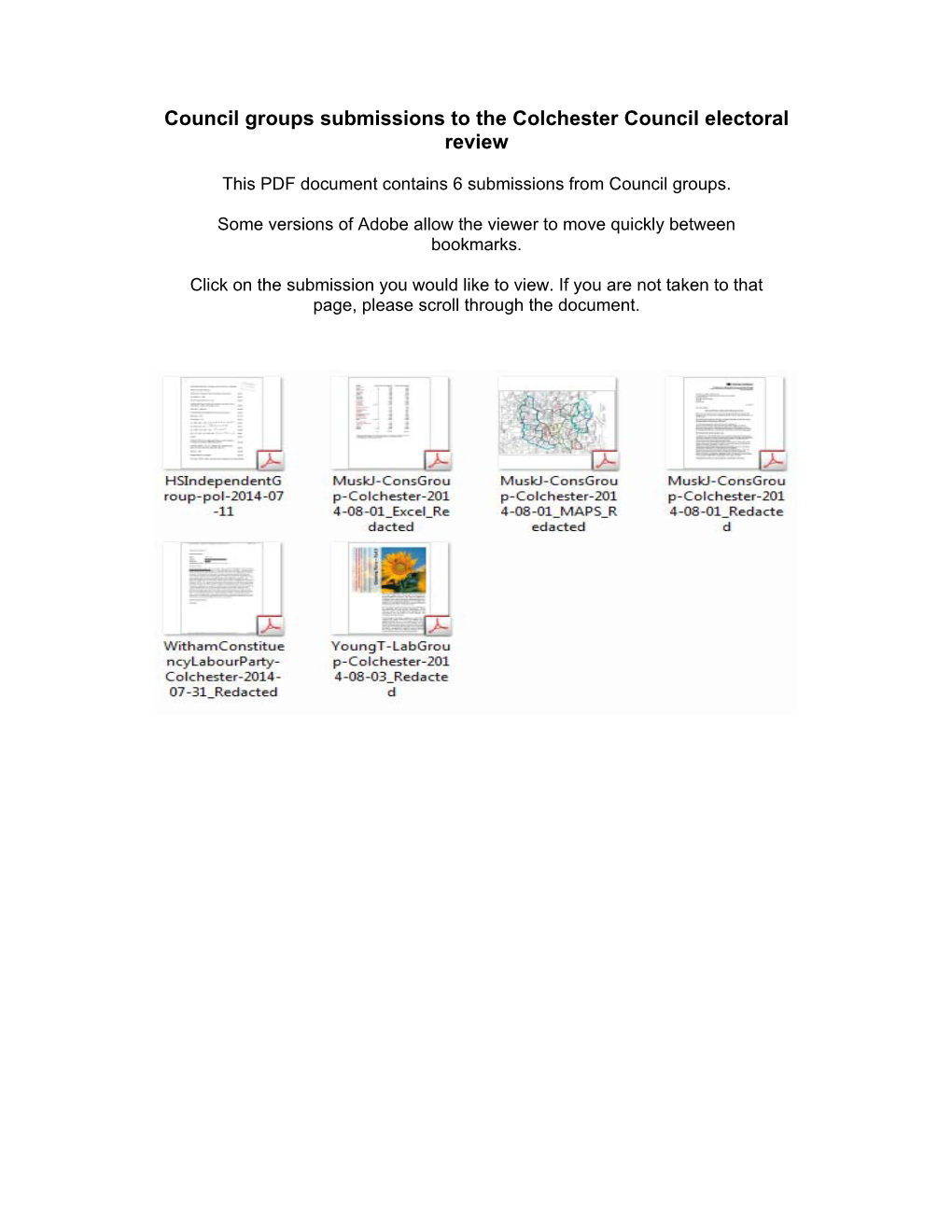 Council Groups Submissions to the Colchester Council Electoral Review