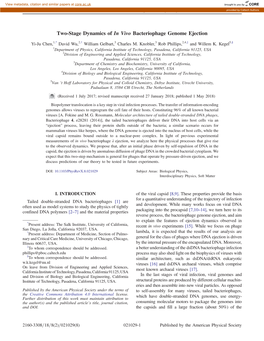 Two-Stage Dynamics of in Vivo Bacteriophage Genome Ejection