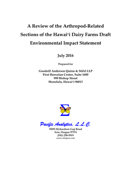 A Review of the Arthropod-Related Sections of the Hawaiʻi Dairy Farms Draft Environmental Impact Statement