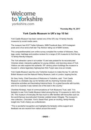 York Castle Museum in UK's Top 10 List