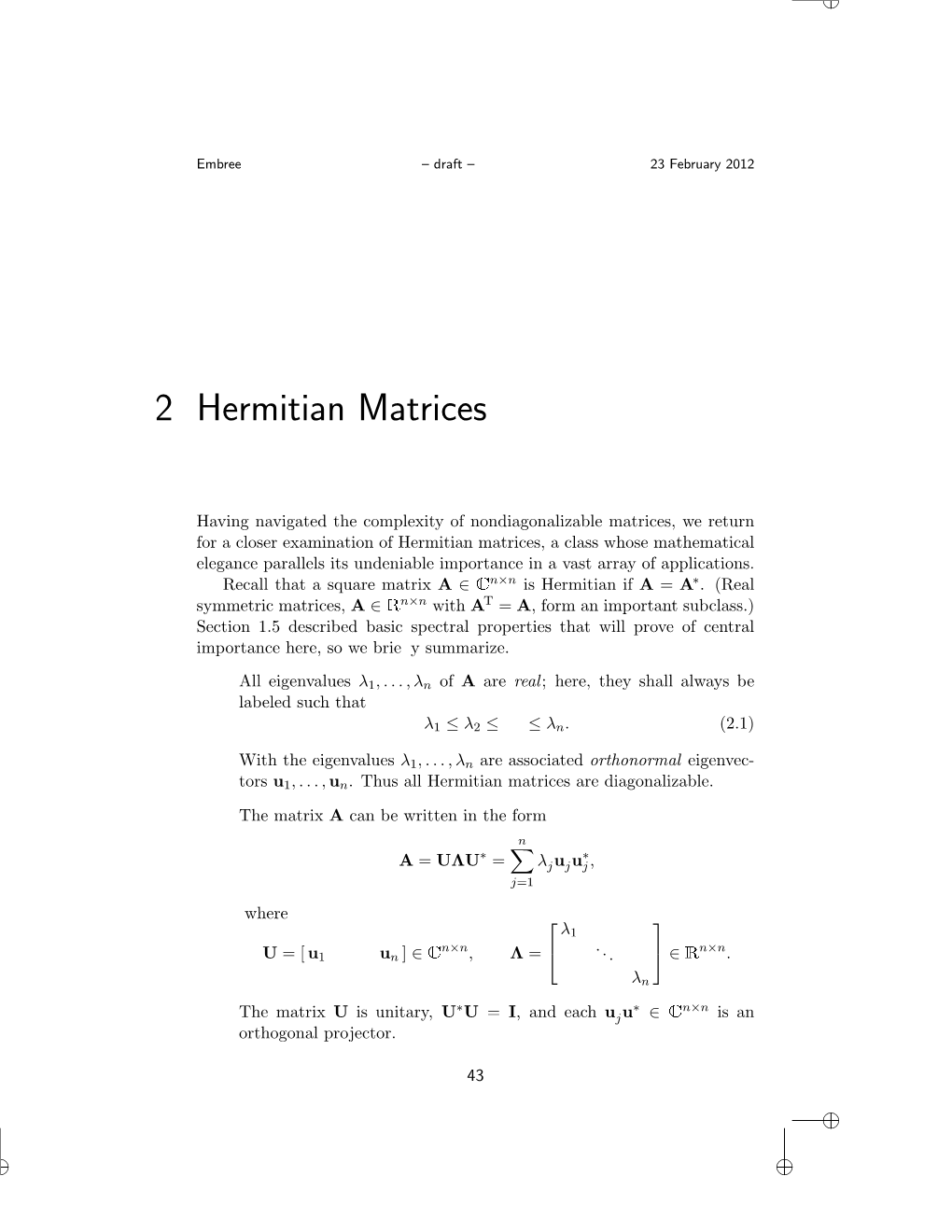 2·Hermitian Matrices