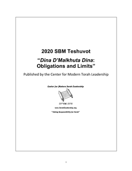 2020 SBM Teshuvot “​Dina D'malkhuta Dina​: Obligations And