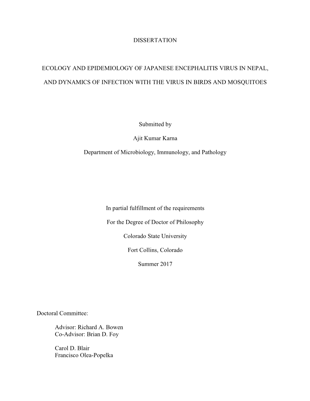 Dissertation Ecology and Epidemiology of Japanese