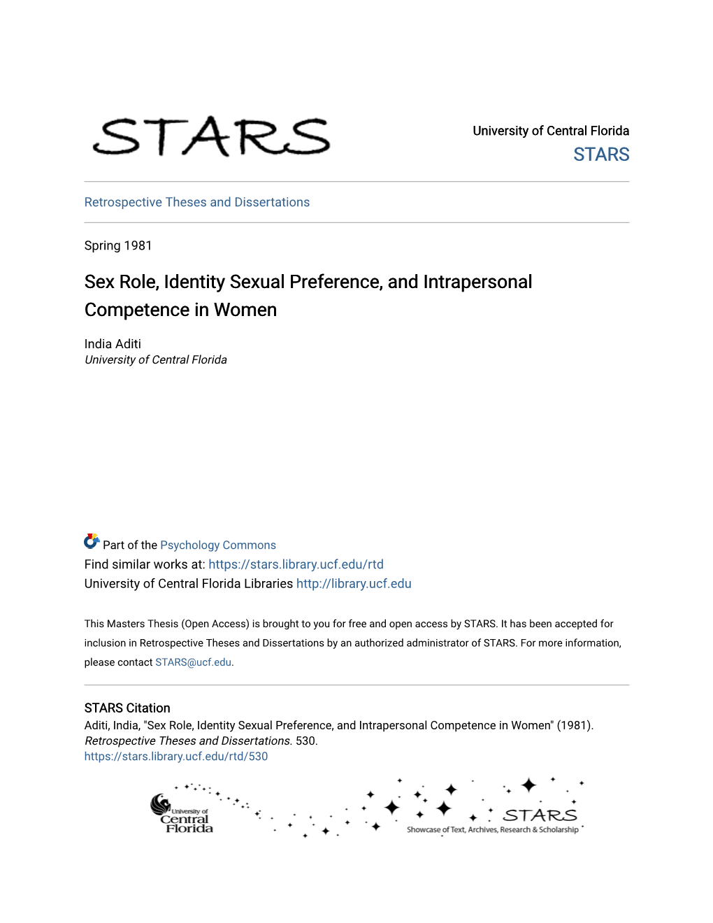 Sex Role, Identity Sexual Preference, and Intrapersonal Competence in Women