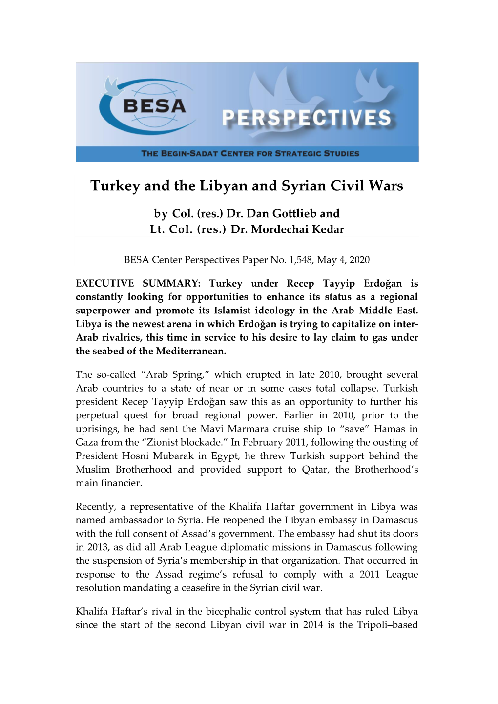 Turkey and the Libyan and Syrian Civil Wars