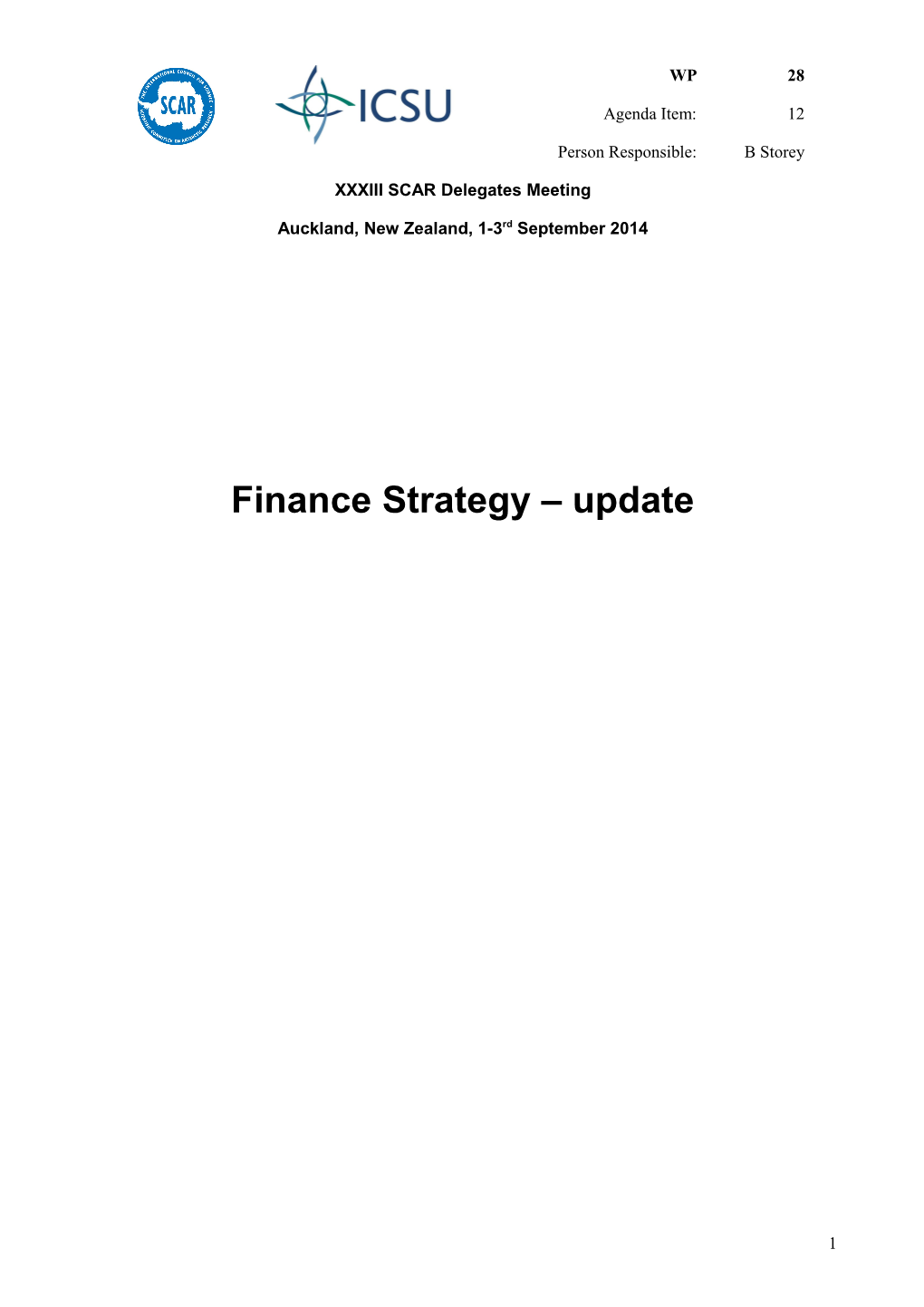 Finance Strategy Update