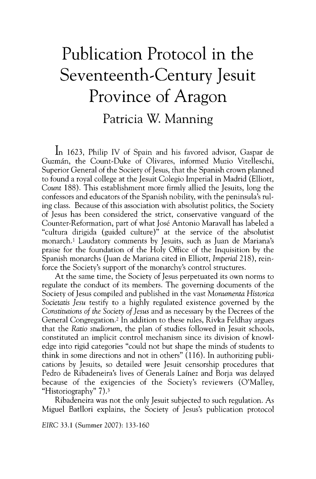 Publication Protocol in the Seventeenth ... Century Jesuit Province of Aragon Patricia W