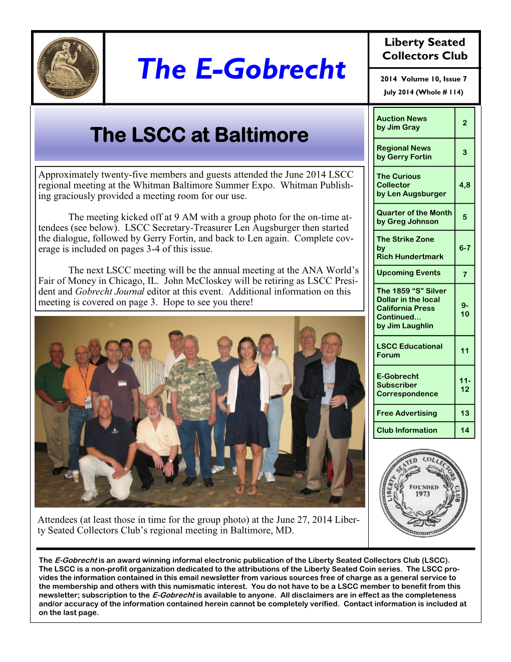 The E-Gobrecht 2014 Volume 10, Issue 7 July 2014 (Whole # 114)