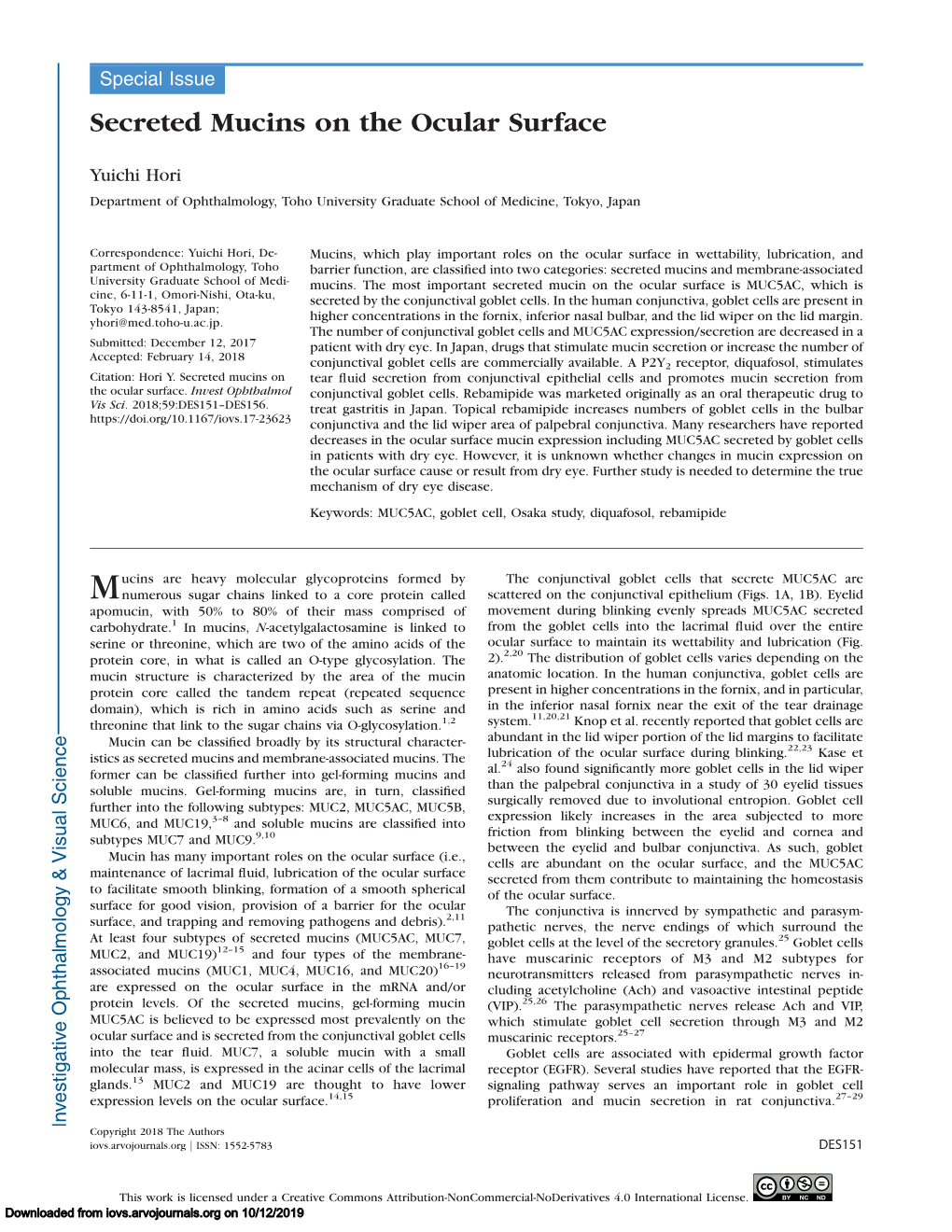 Secreted Mucins on the Ocular Surface