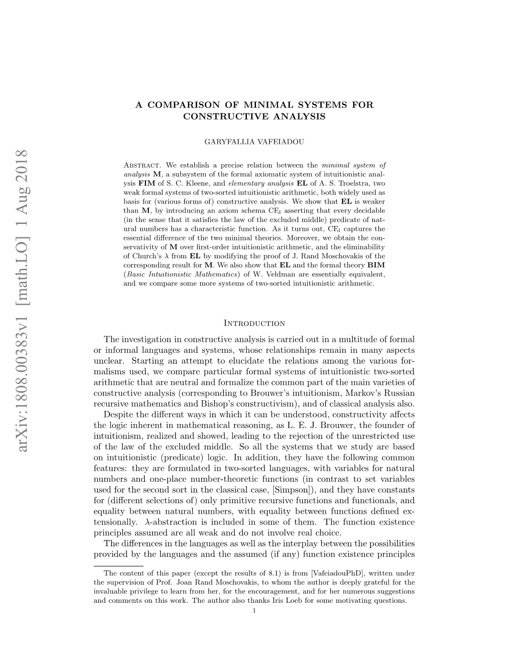 Arxiv:1808.00383V1 [Math.LO] 1 Aug 2018 N Omnso Hswr.Teato Lotak Rsle Fo Loeb Iris Thanks Also Author the Work